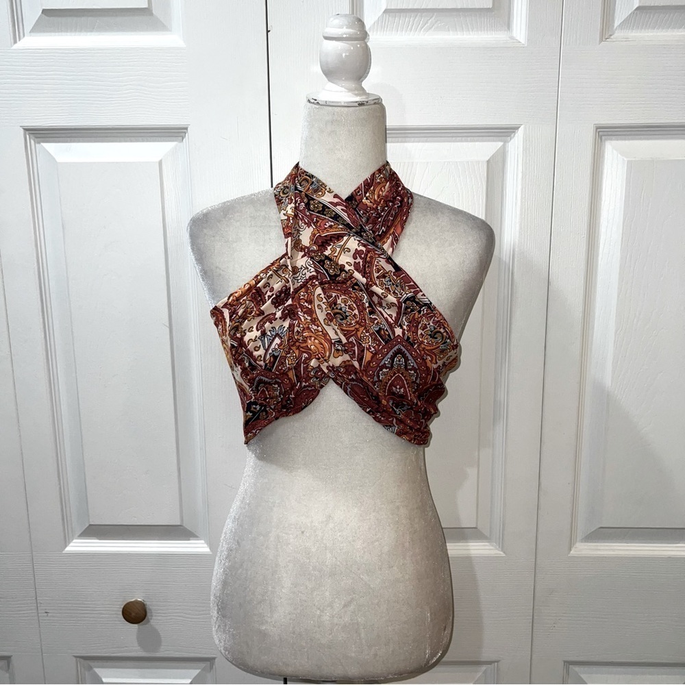 2/$25 Shein Floral Print Wrap Backless Top - Picture 2 of 4